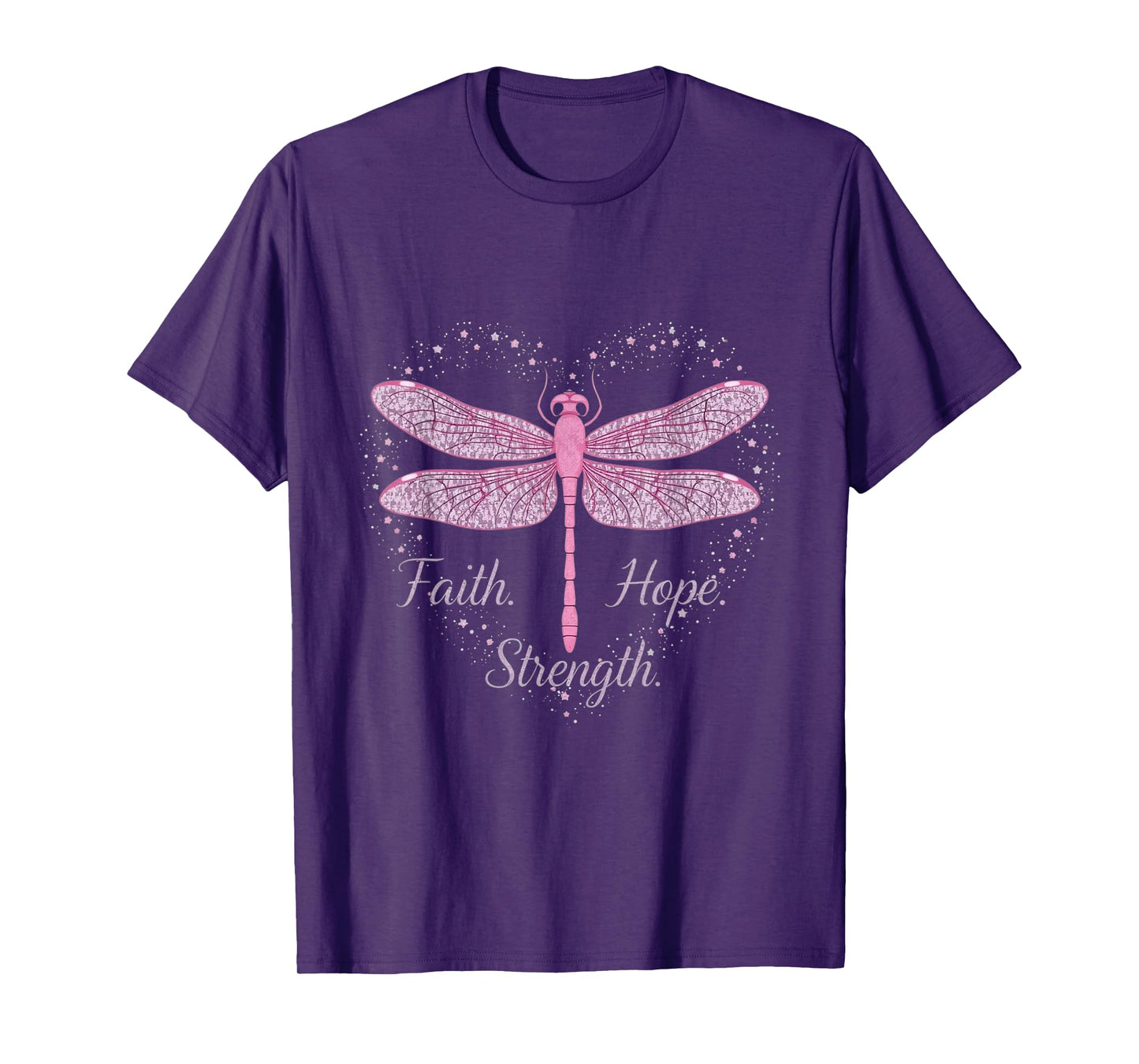 Breast Cancer Awareness Faith Hope Strength Pink Dragonfly T-Shirt