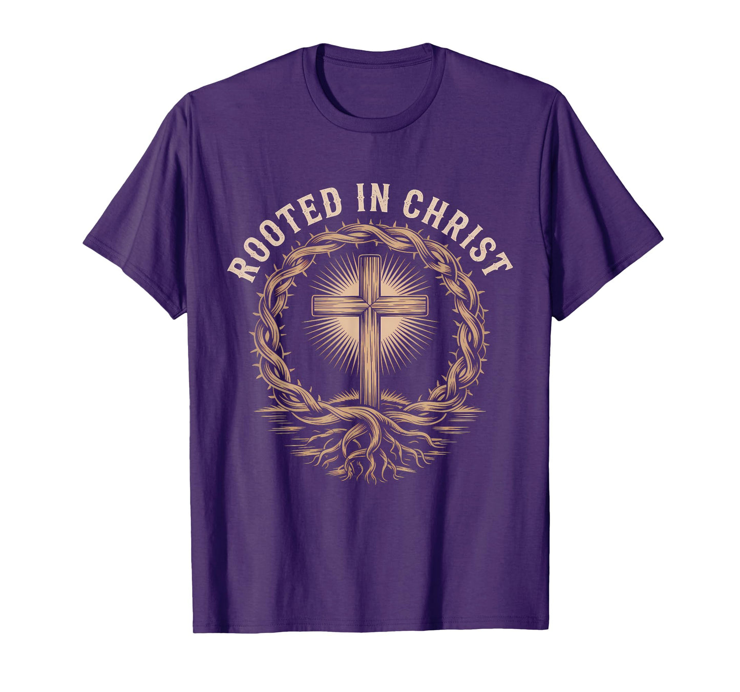 Rooted in Christ Christian Faith Jesus Cross T-Shirt