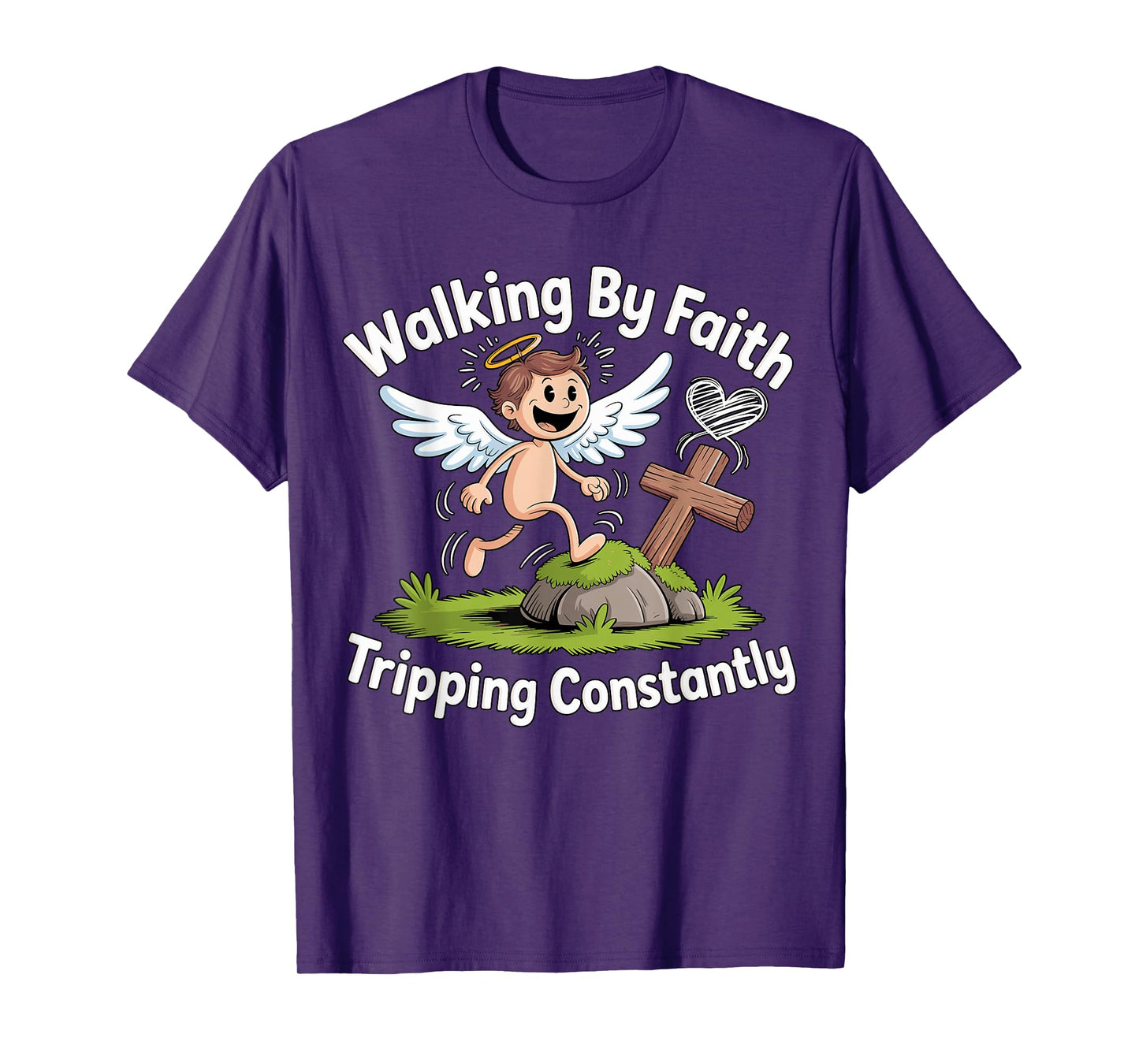 Walking by Faith Tripping Constantly Angel Christian T-Shirt
