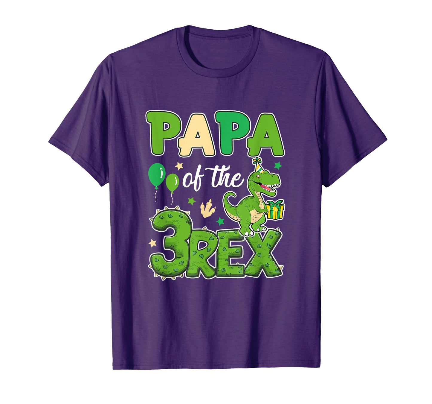 Papa Of The Three Rex Birthday Dinosaur Family Matching T-Shirt