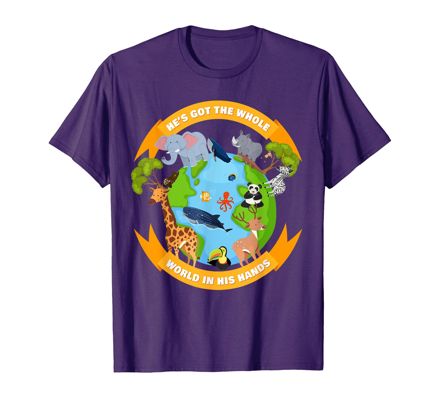 He's Got The Whole World in His Hands – Faith Kids Animals T-Shirt