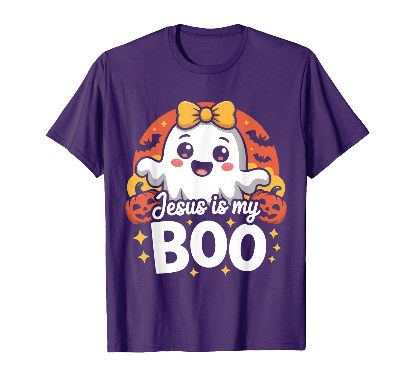 Jesus is My Boo Christian Halloween Ghost Bow Women Kids T-Shirt