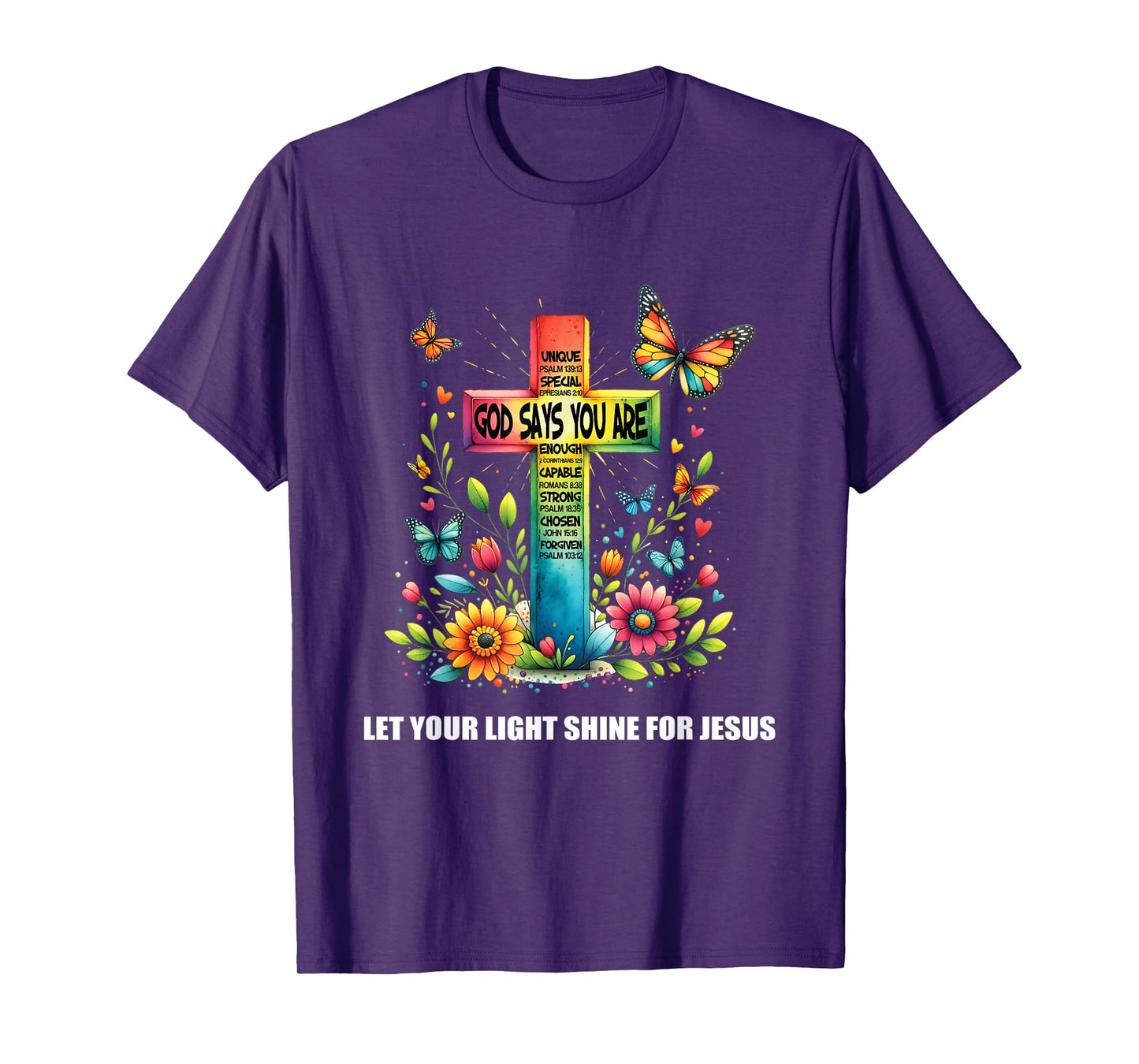 Christian Glow-For Jesus Let Your Light Shine Faith Cross T-Shirt