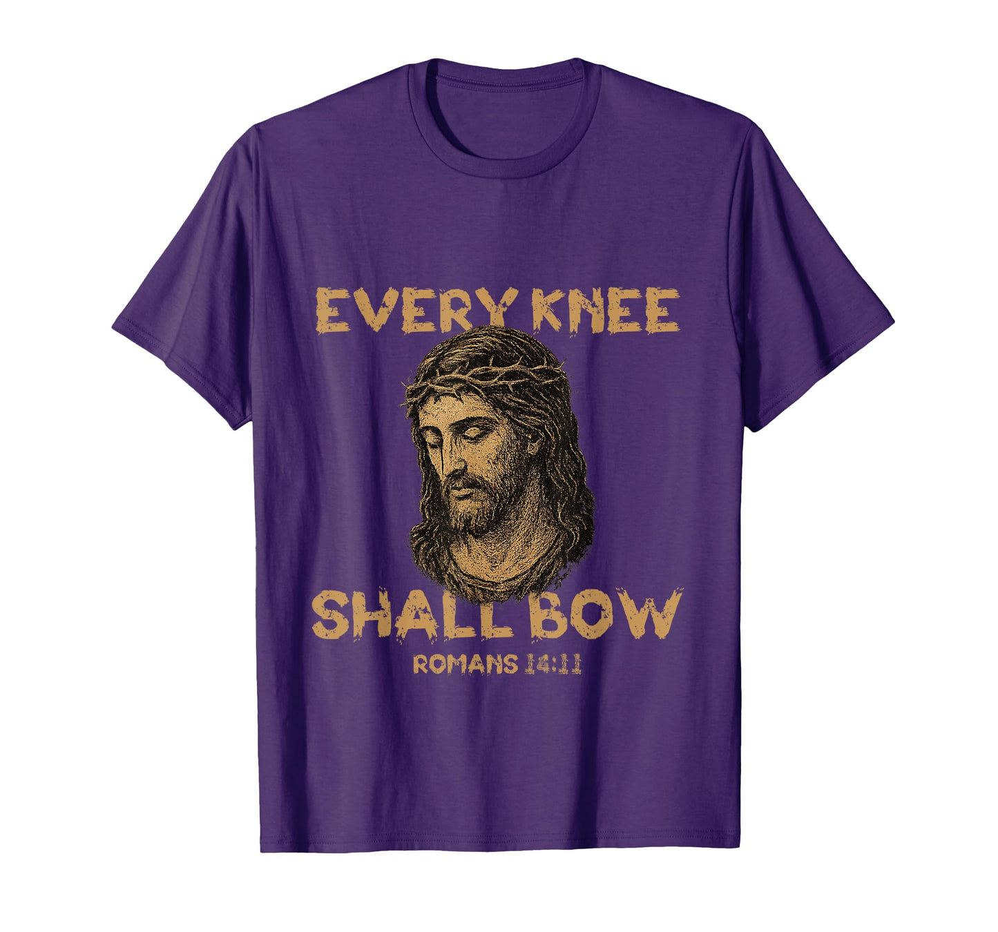 Every Knee Shall Bow Romans 14:11Jesus Christian Bible Verse T-Shirt