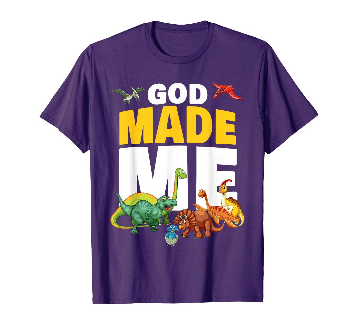 GOD Made Me – Christian Faith Kids Dinosaur Creation T-Shirt