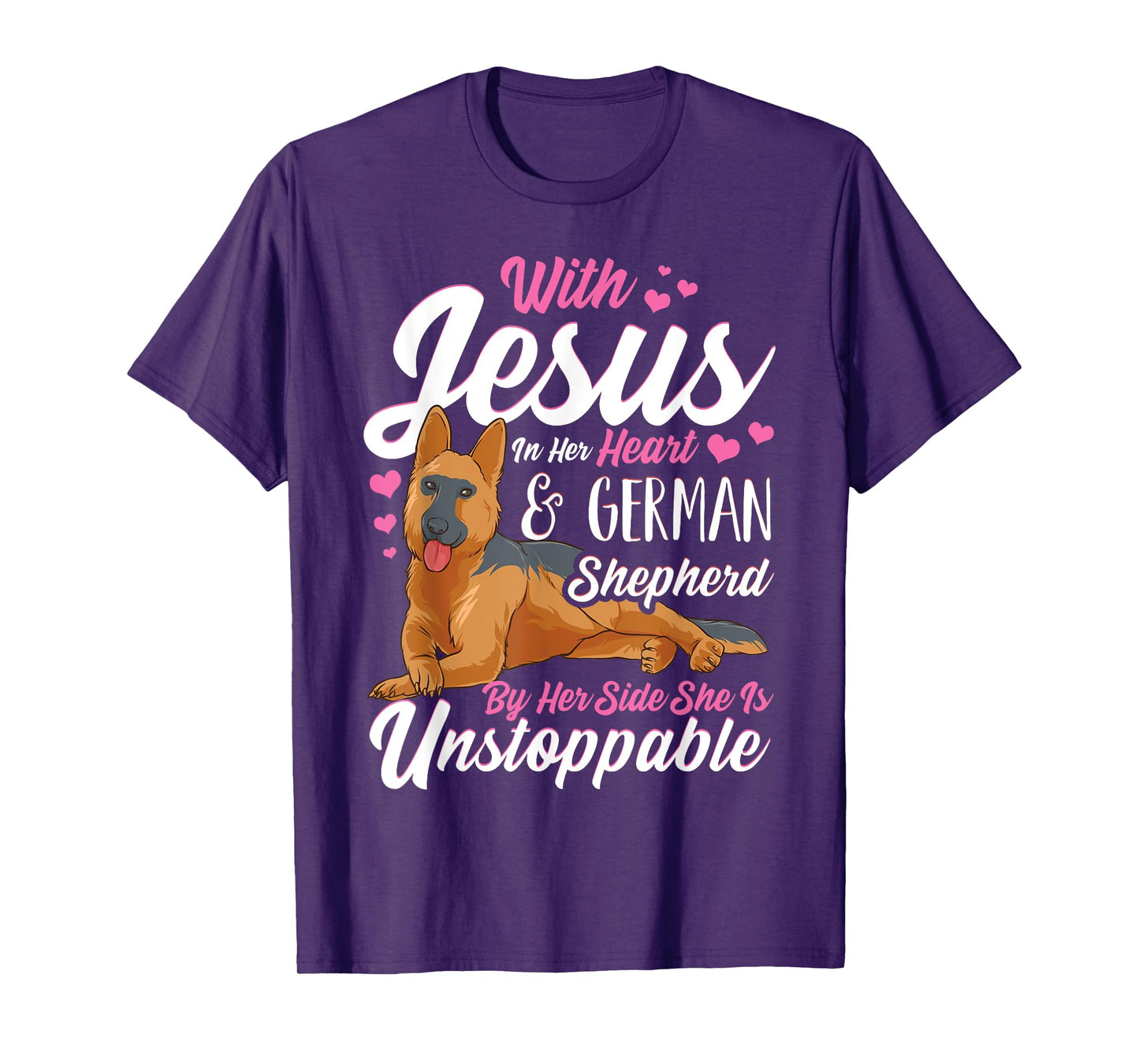 German Shepherd Shirts For Women With Jesus In Her Heart T-Shirt