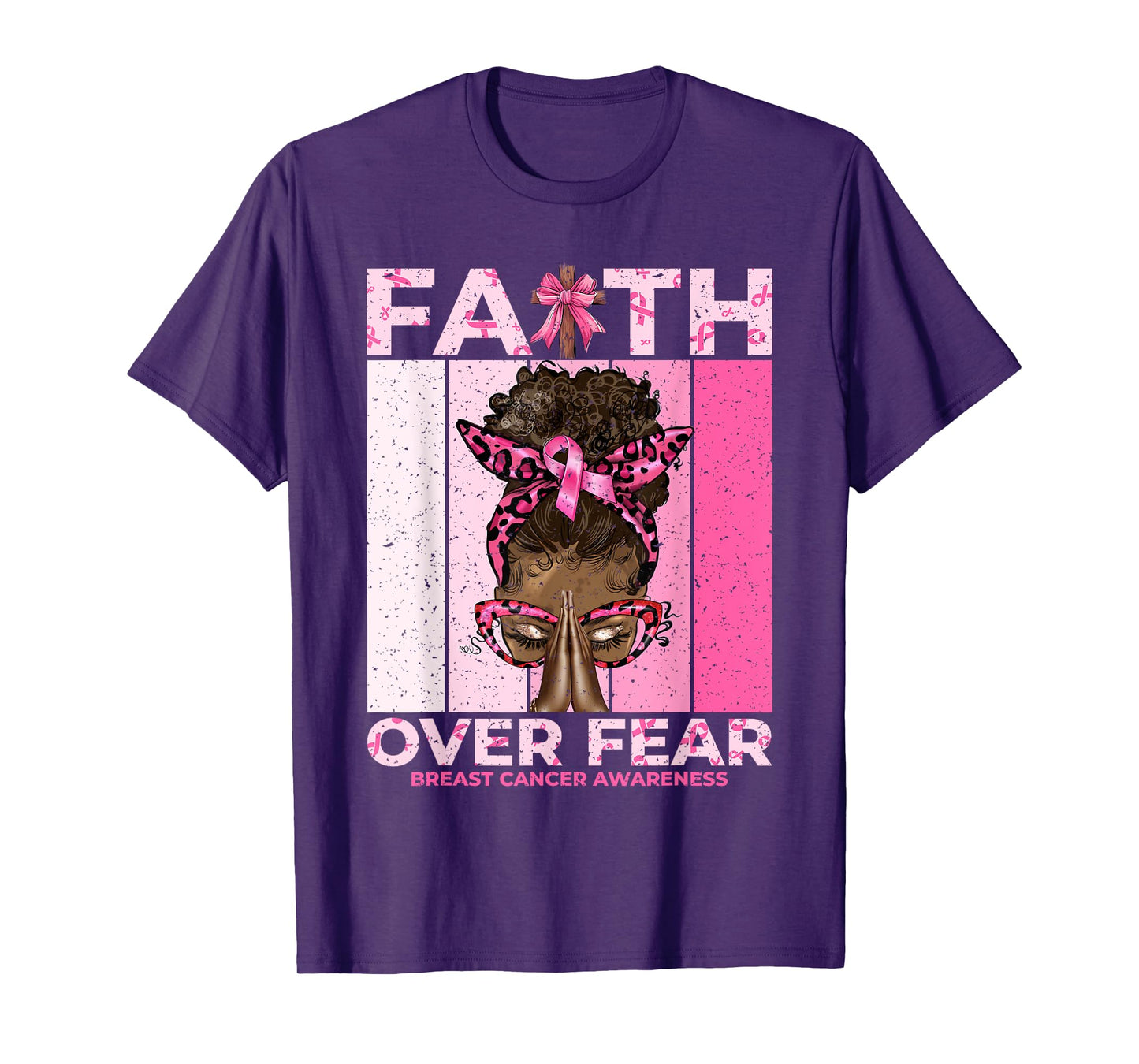 Faith Over Fear Pink Awareness Art T-Shirt