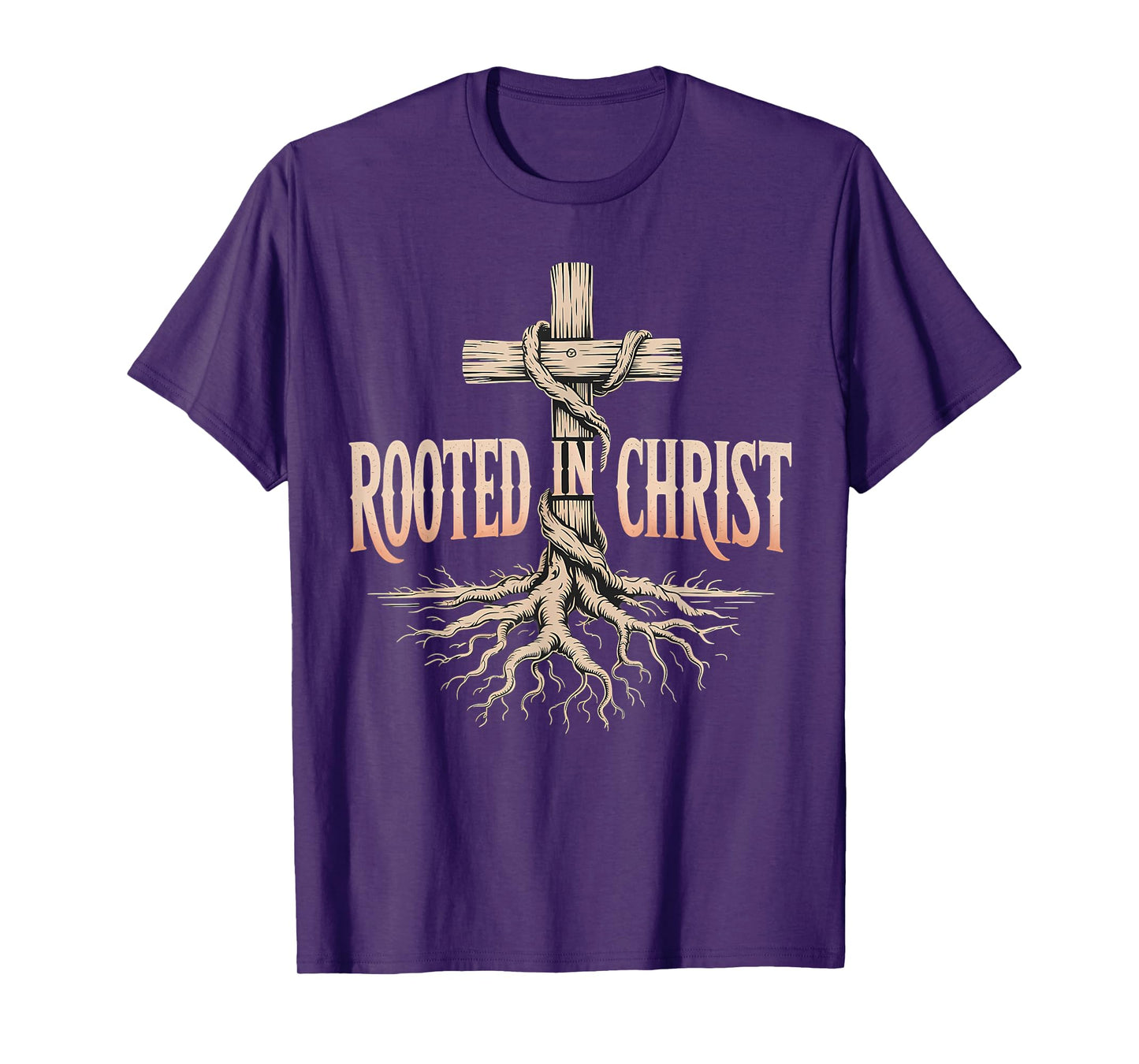 Rooted in Christ Jesus Christian Faith Cross T-Shirt