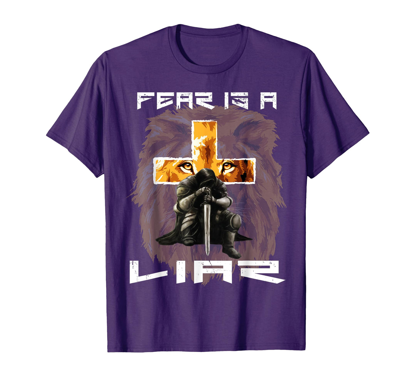 Fear Is a Liar Lion Judah Christian Religious Cross Graphic T-Shirt