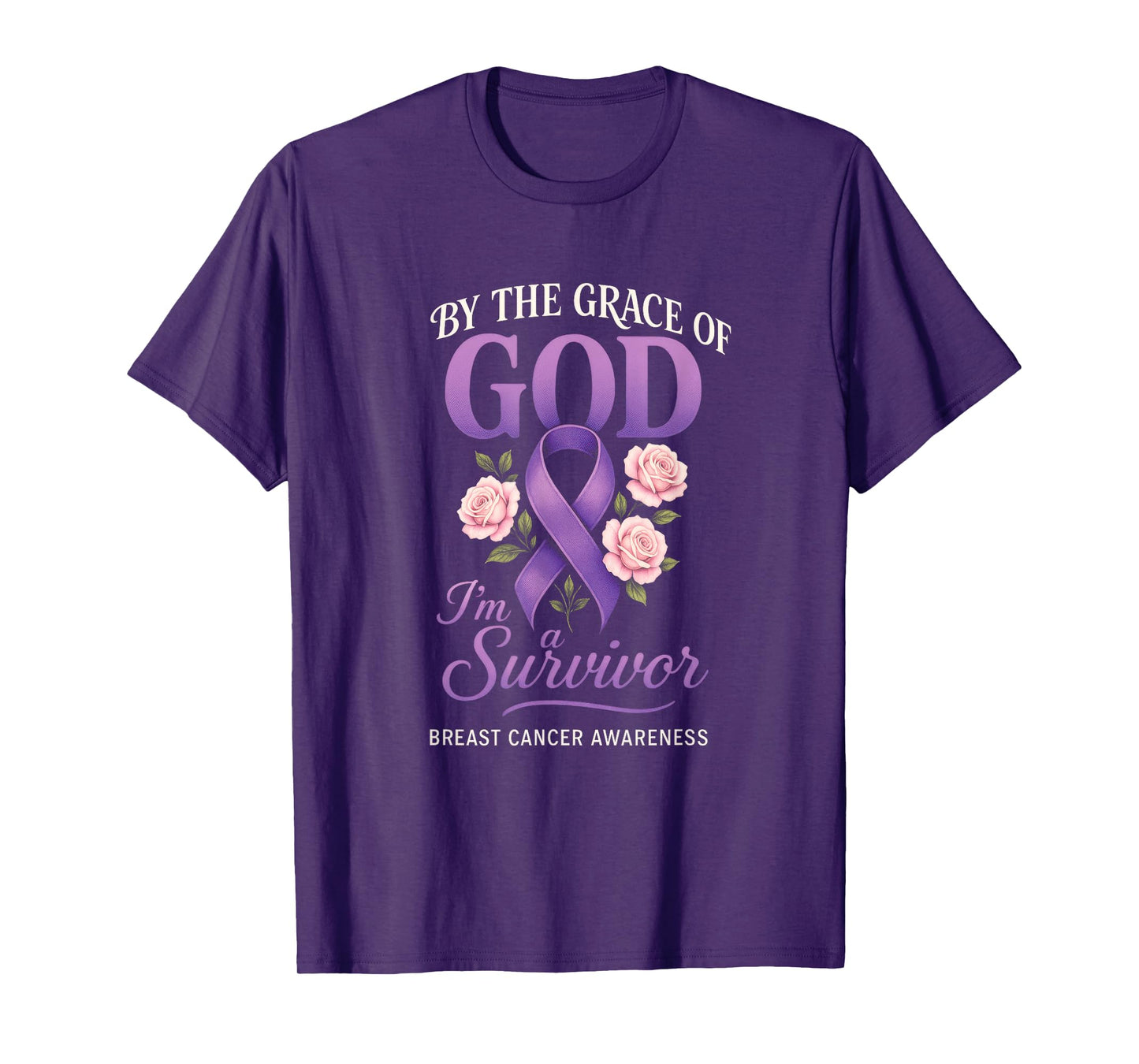 by The Grace of God - Breast Cancer Awareness T-Shirt