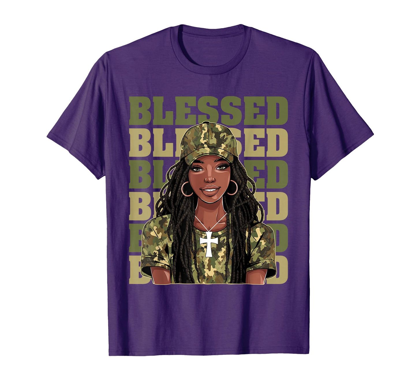 Blessed Black Woman Afro African American Christian Saying T-Shirt