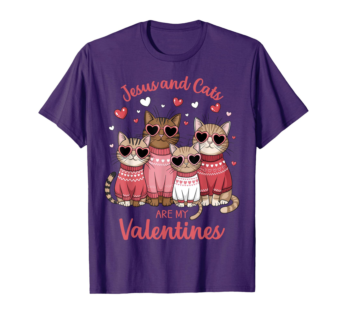 Christian Cat Lovers Valentine's day Jesus and Cats T-Shirt for Men Women Girls Kids