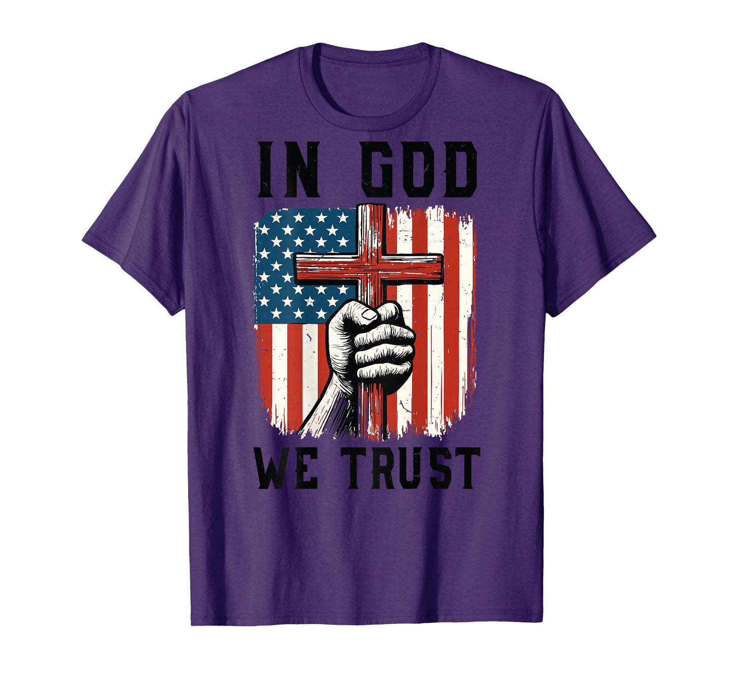 Back in God We Trust Patriotic Christian Faith American Flag T-Shirt