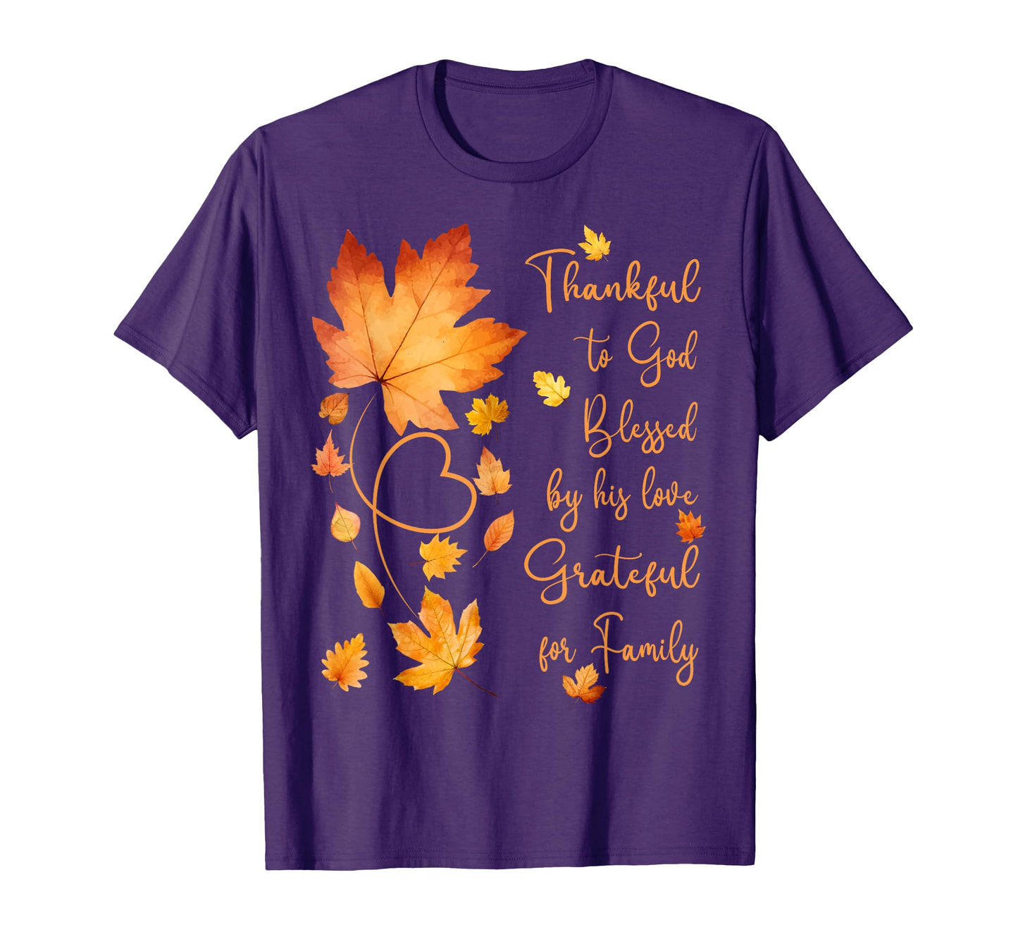 Thankful Grateful Blessed Christian Thanksgiving Fall Leaves T-Shirt