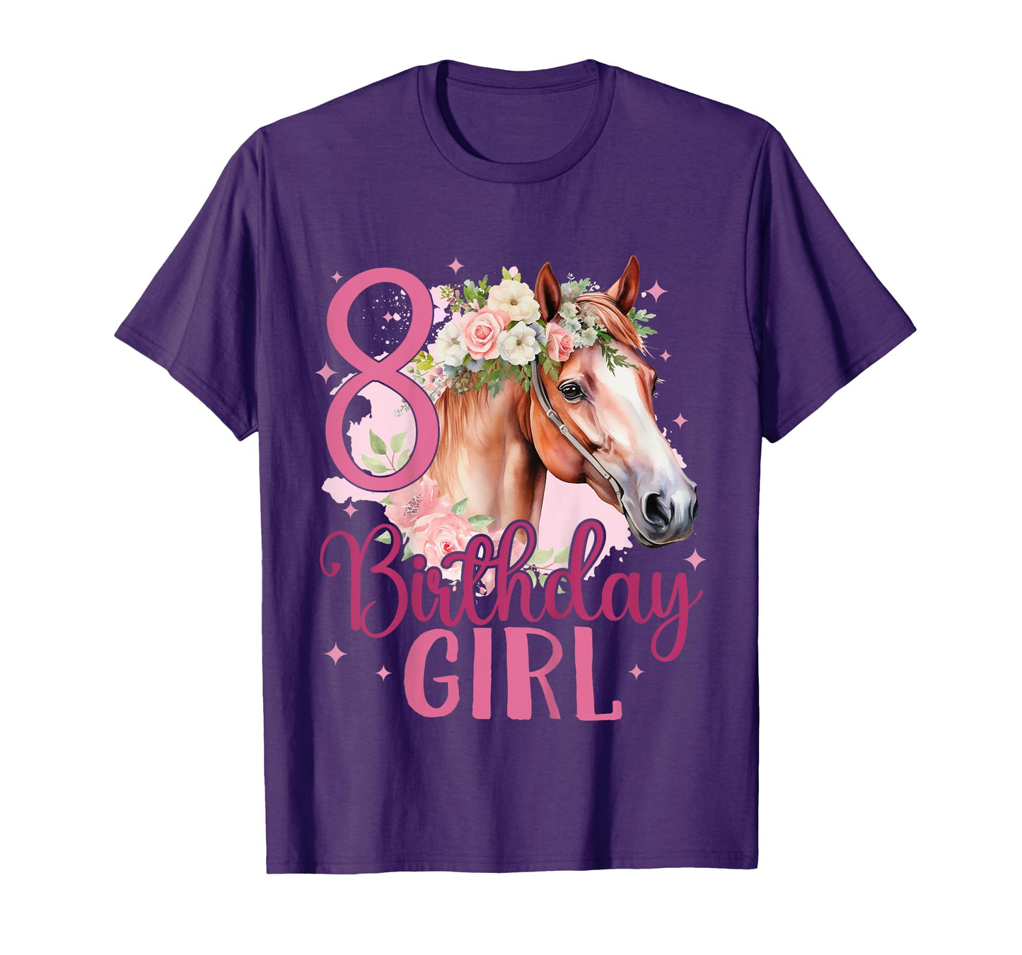 Kids 8th Birthday Horse 8 Years Eight Finally 8 Birthday Girl T-Shirt