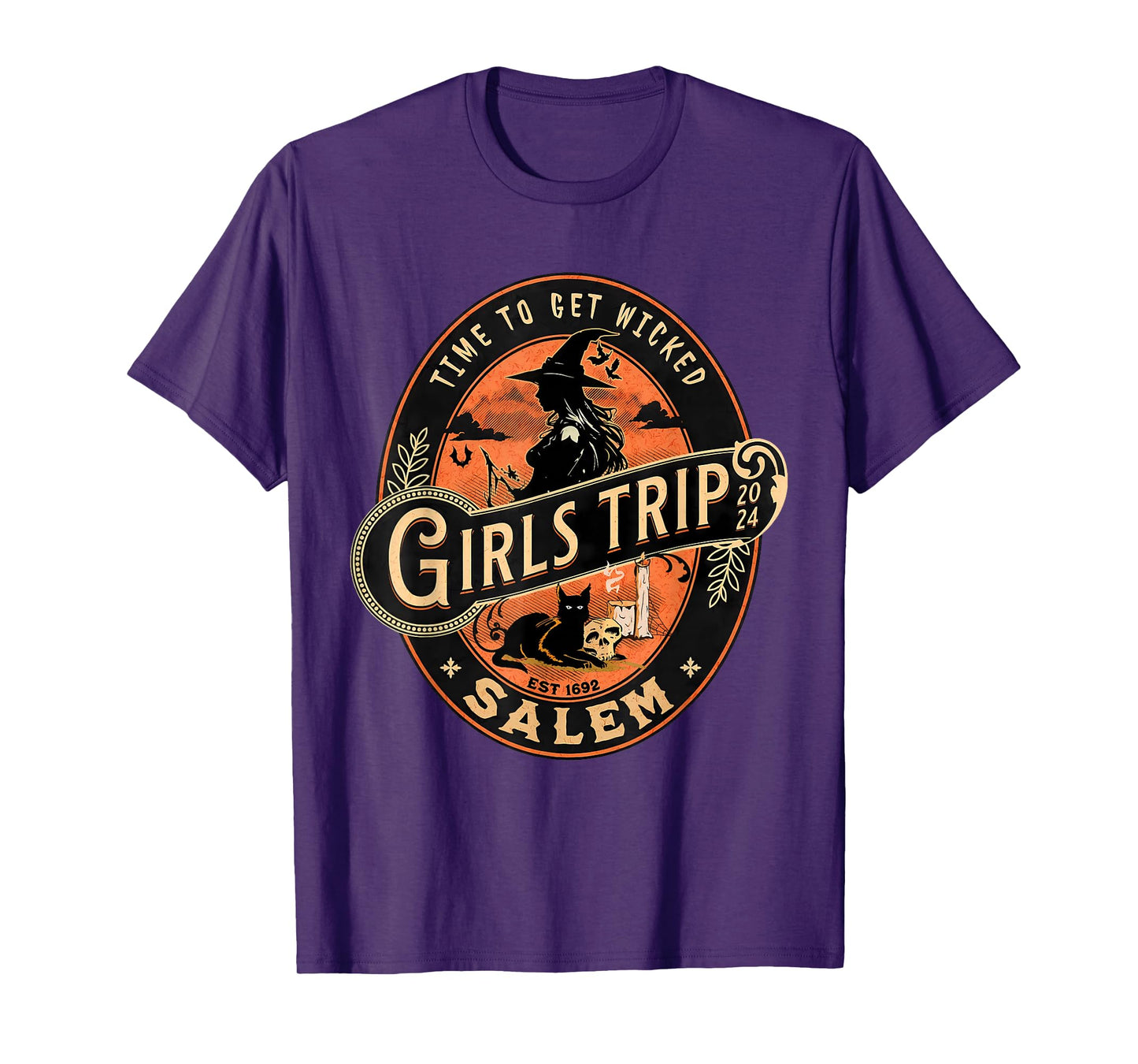 Retro Girls Trip to Salem Time To Get Wicked Cats Halloween T-Shirt