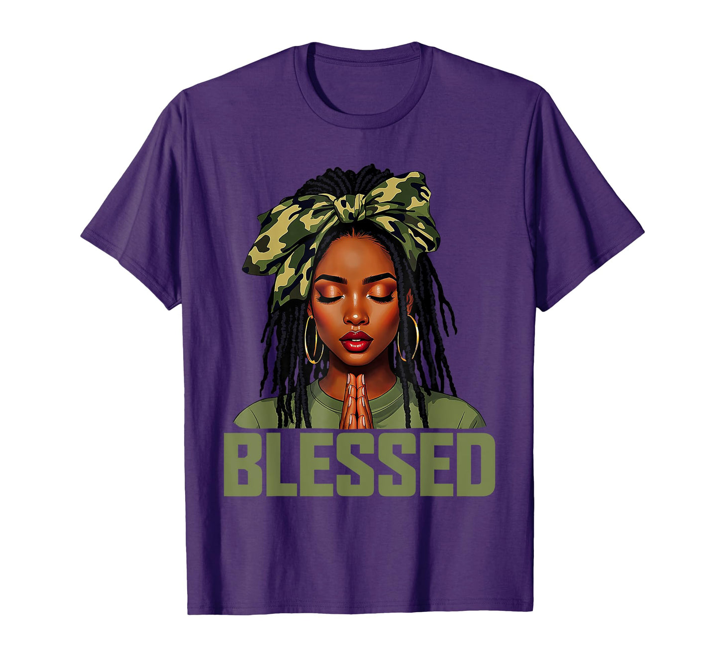 Blessed Black Woman Praying African Christian Camouflage T-Shirt