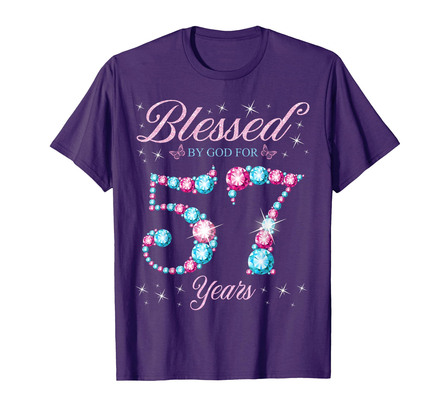 Blessed By God For 57 Years Old 57th Birthday Woman Queen T-Shirt