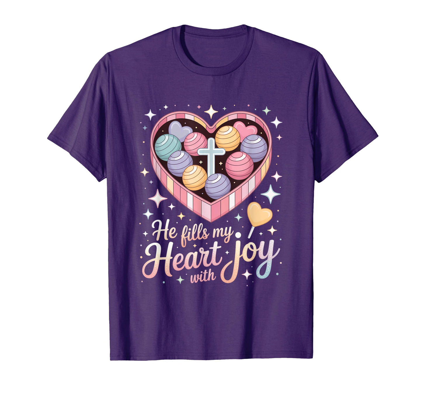 He Fills My Heart with Joy Christian Cross Love T-Shirt