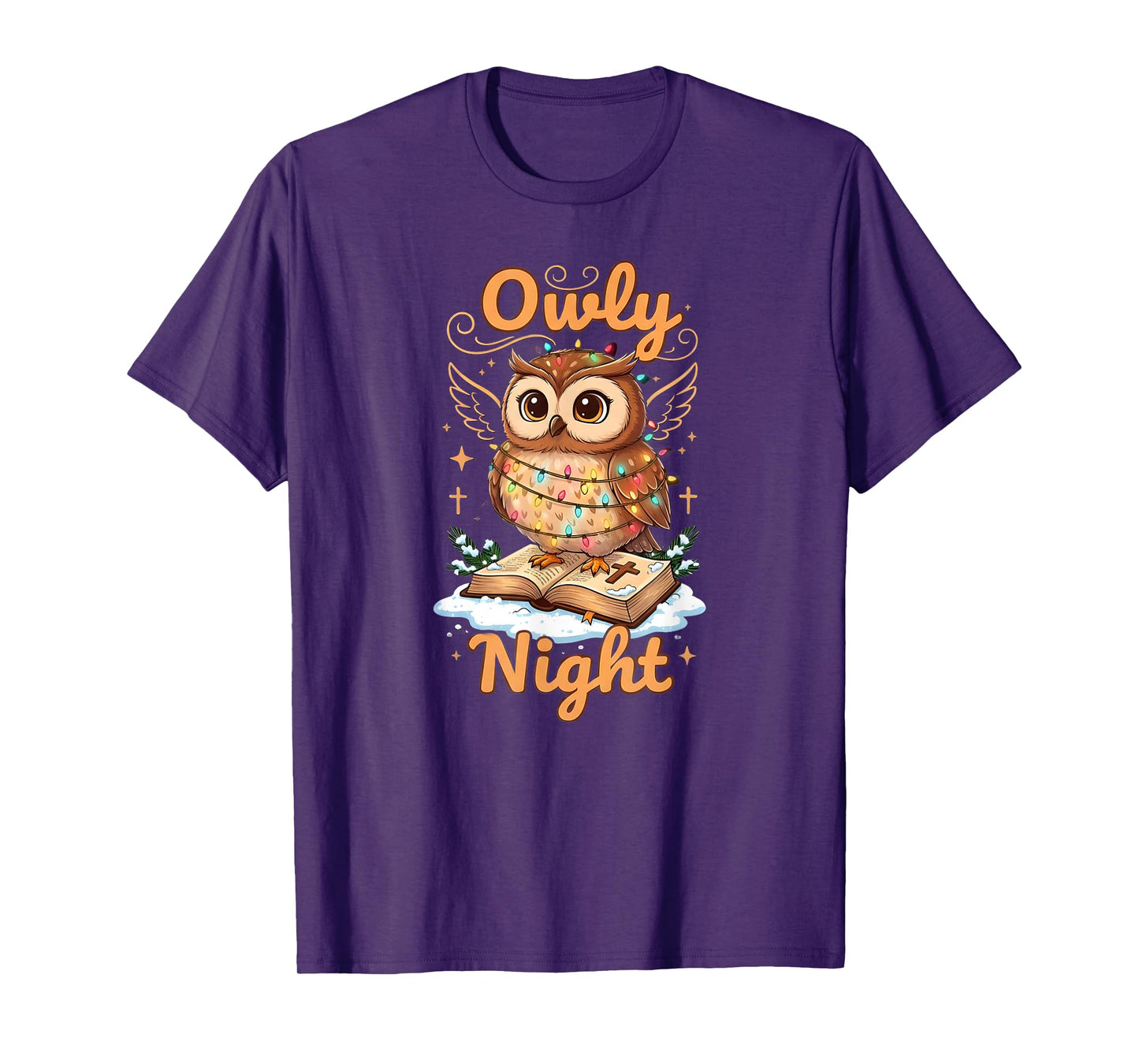 Owly Night Christmas Owl Snowflakes Bible Christian Religion T-Shirt