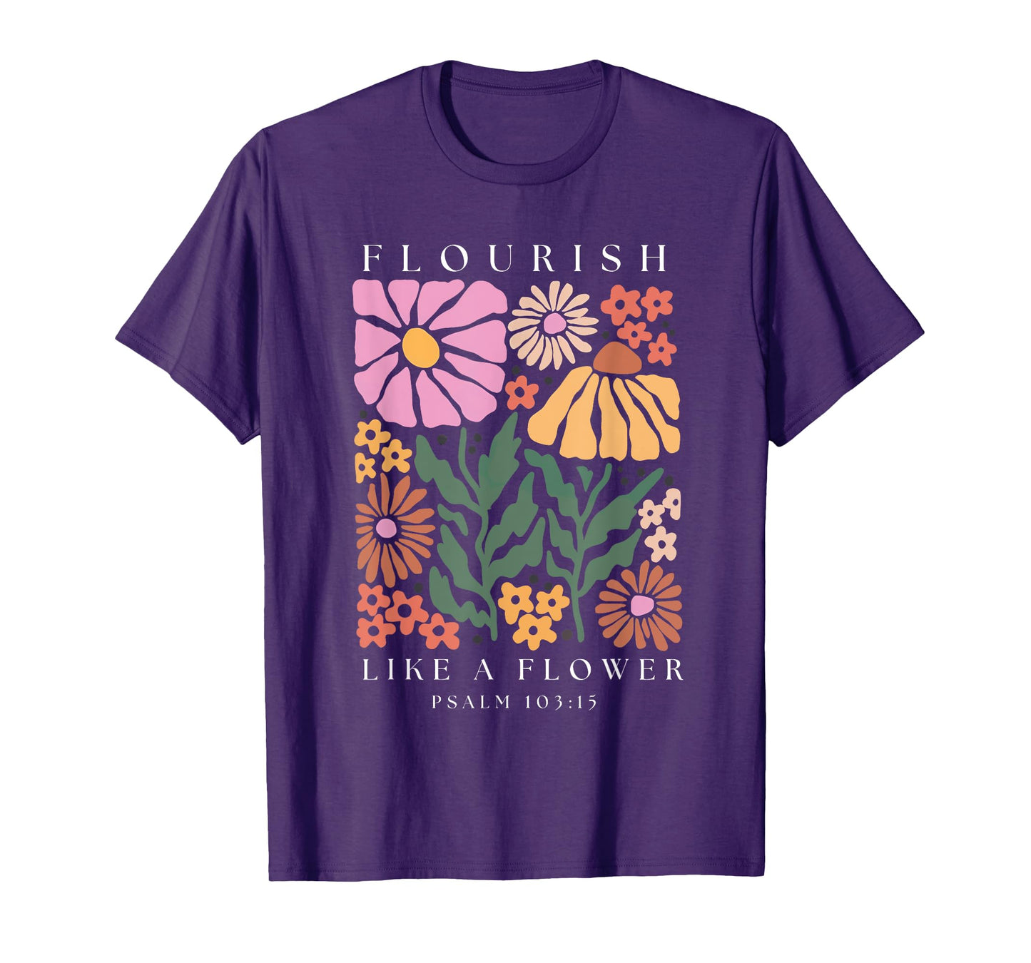 Flourish Boho Christian Shirt Women Bible Verse Jesus Floral T-Shirt