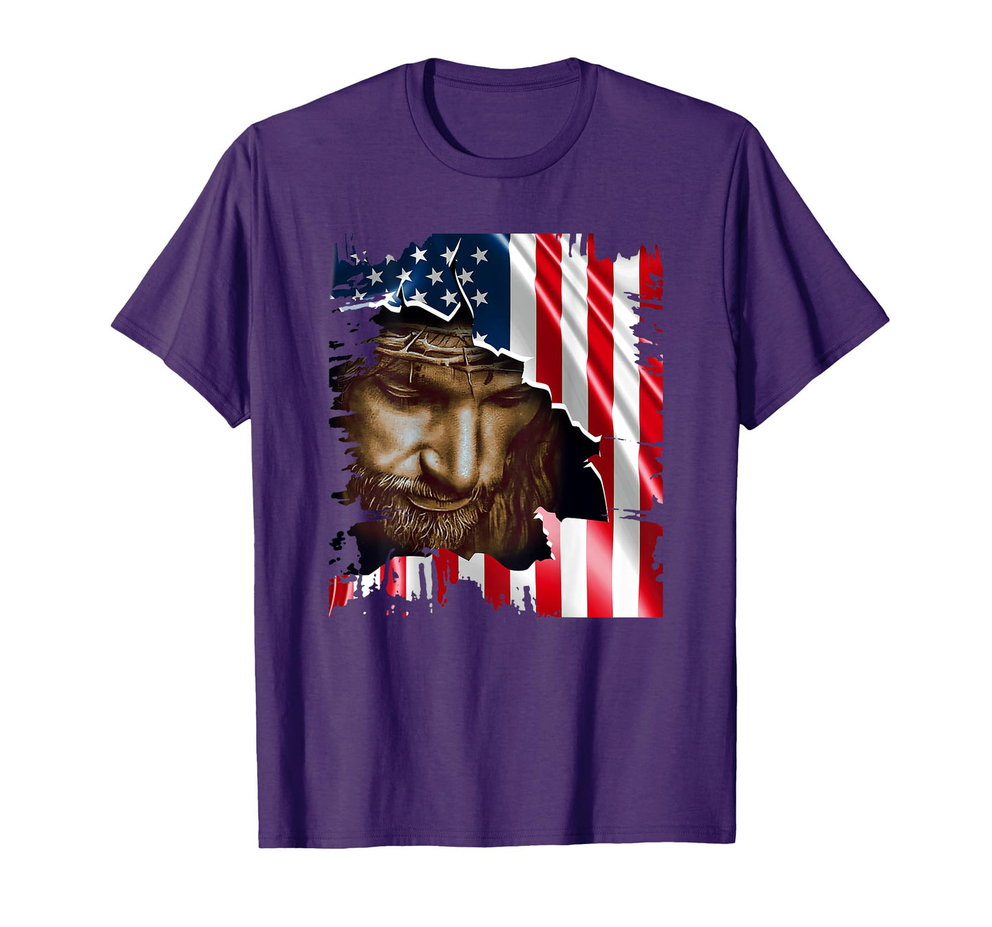 Jesus Christ American Flag US Pride Patriotic Christian T-Shirt for Women Men