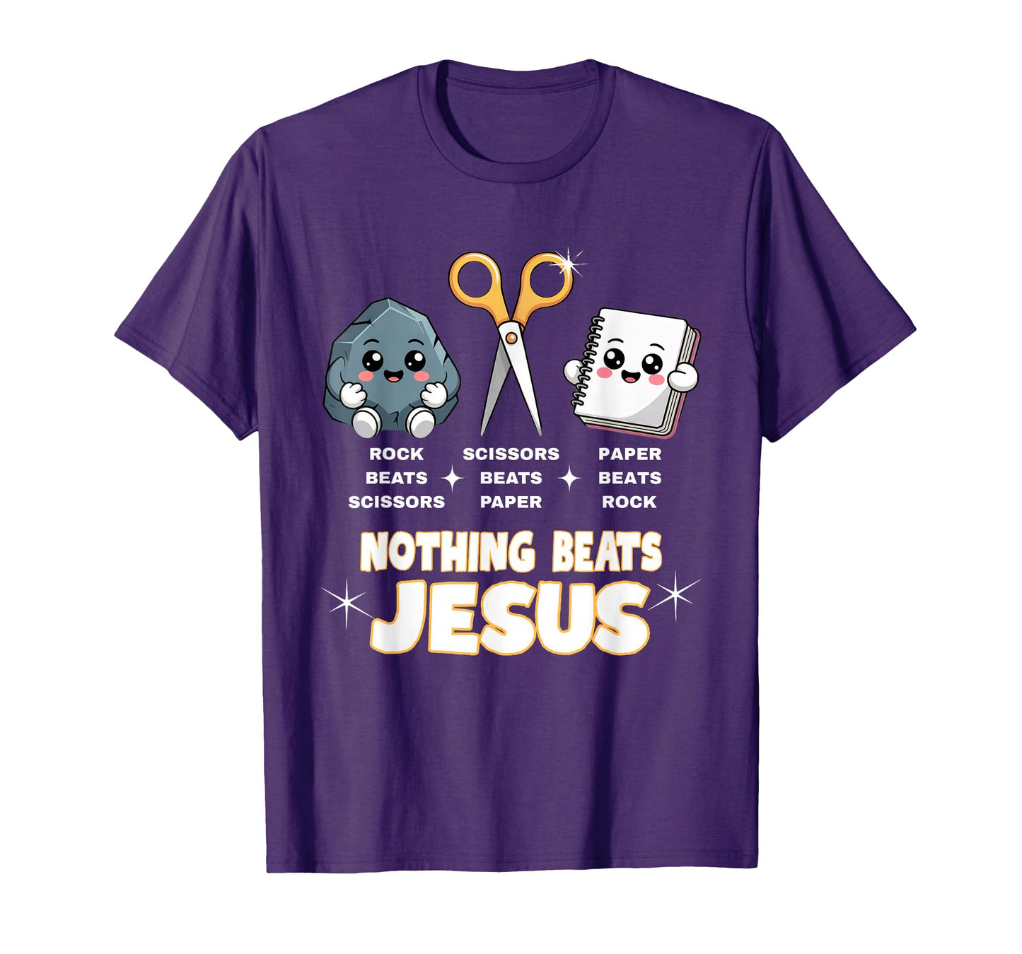 Rock Paper Scissors But Nothing Beats Jesus Funny Christian T-Shirt