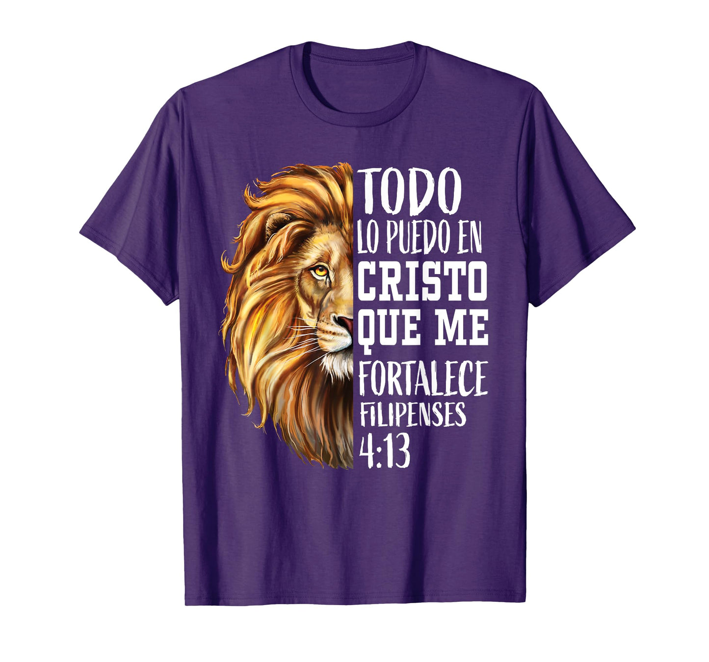 Christian Gift Men Spanish Filipenses 4:13 Verses Lion Judah T-Shirt