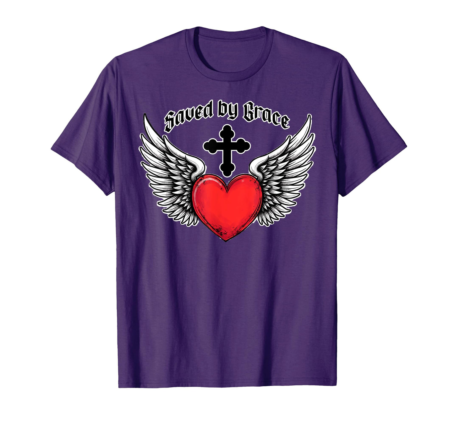 Saved By Grace Heart And Cross Christian Verse Ephesians 2:8 T-Shirt