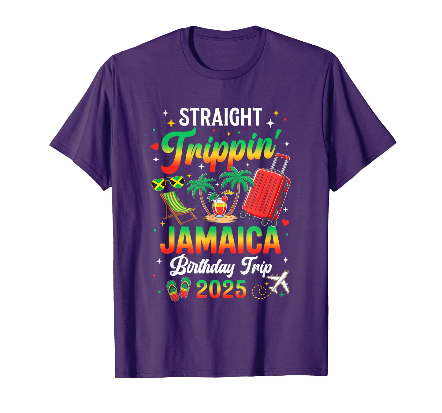 Straight Trippin' Jamaica Vacation 2025 Birthday Family Trip T-Shirt