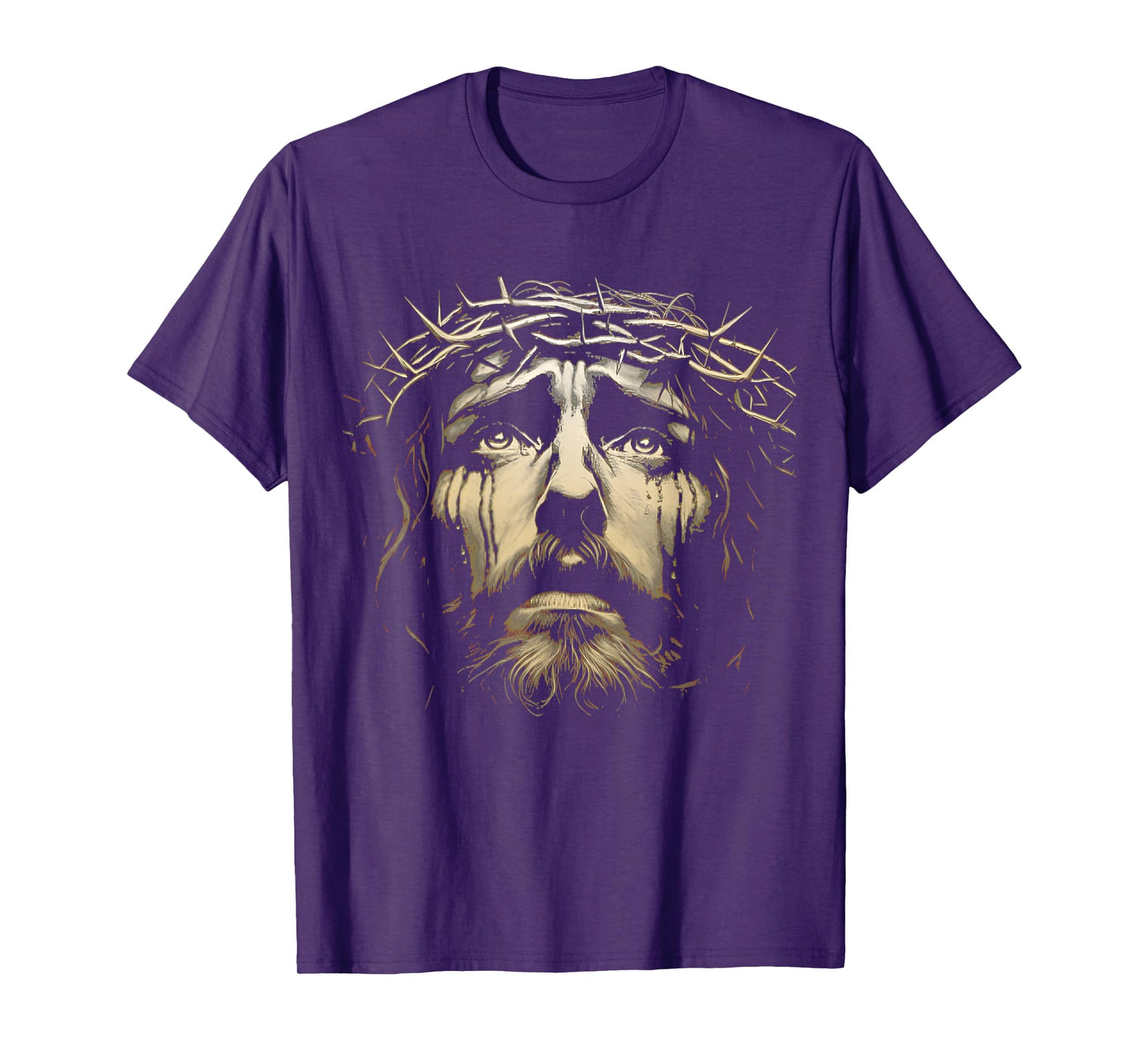 Jesus Christ Face With Crown Of Thorns God Bible Vintage T-Shirt