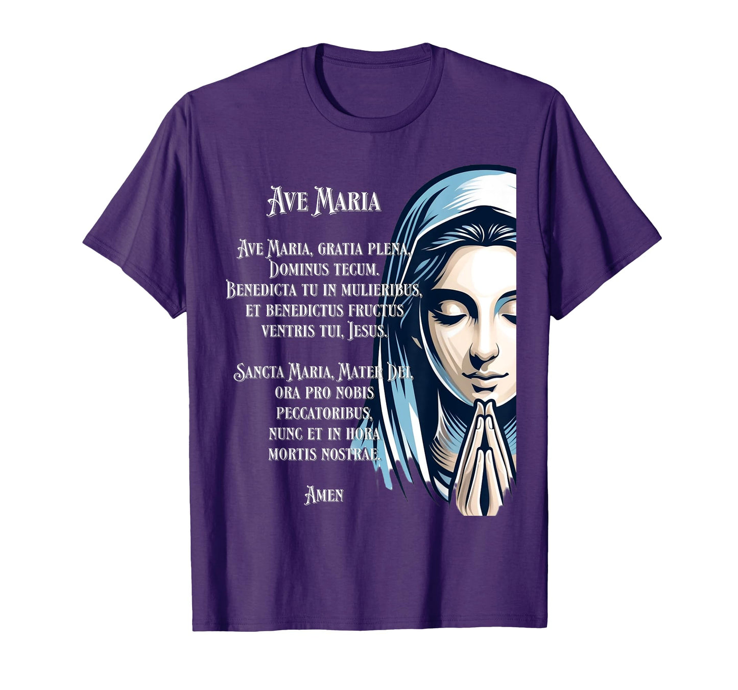 Latin Hail Mary Blessed Mother Rosary Prayer T-Shirt