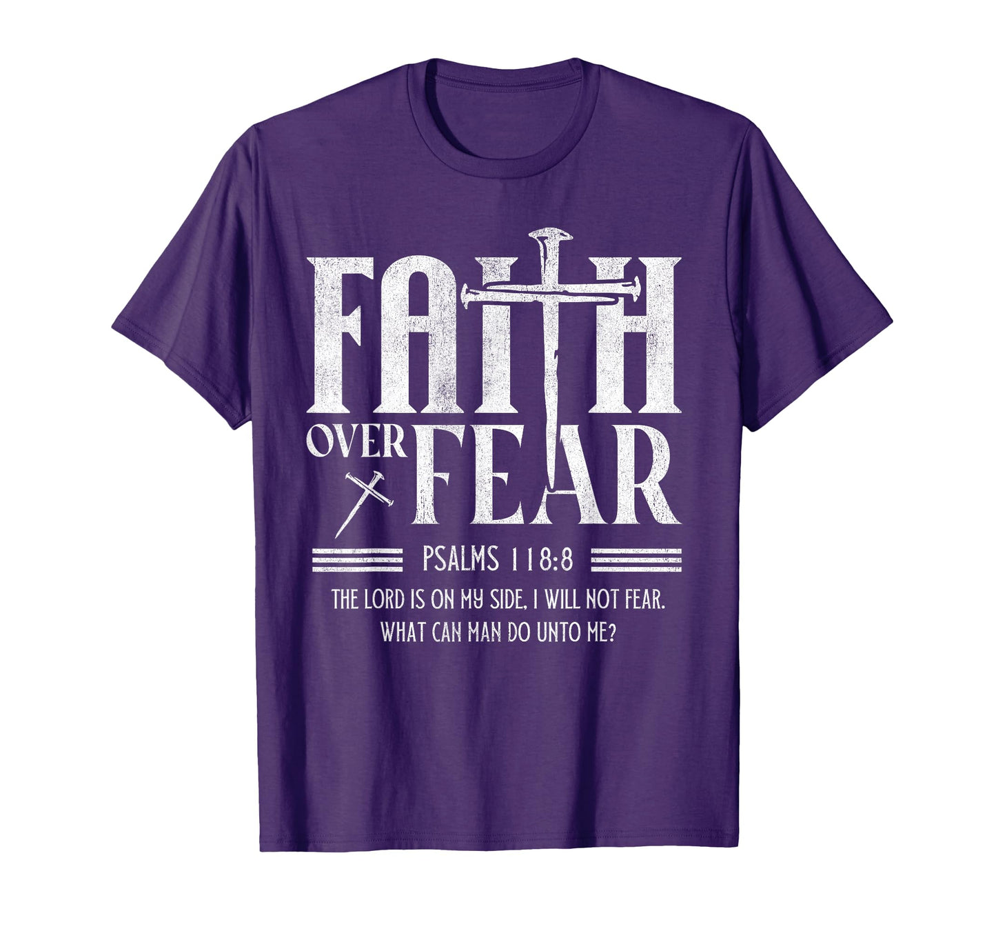 Faith Over Fear Christian Jesus Cross with Bible Verse T-Shirt