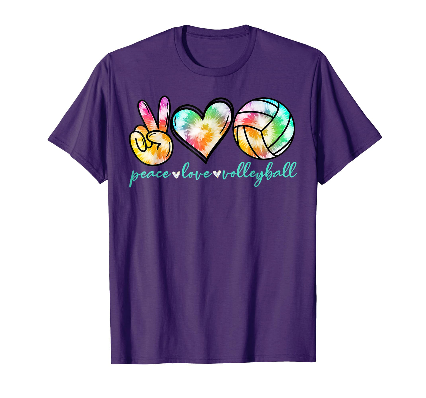 Peace Love Volleyball Player Tie Dye Style Women Teen Girls T-Shirt