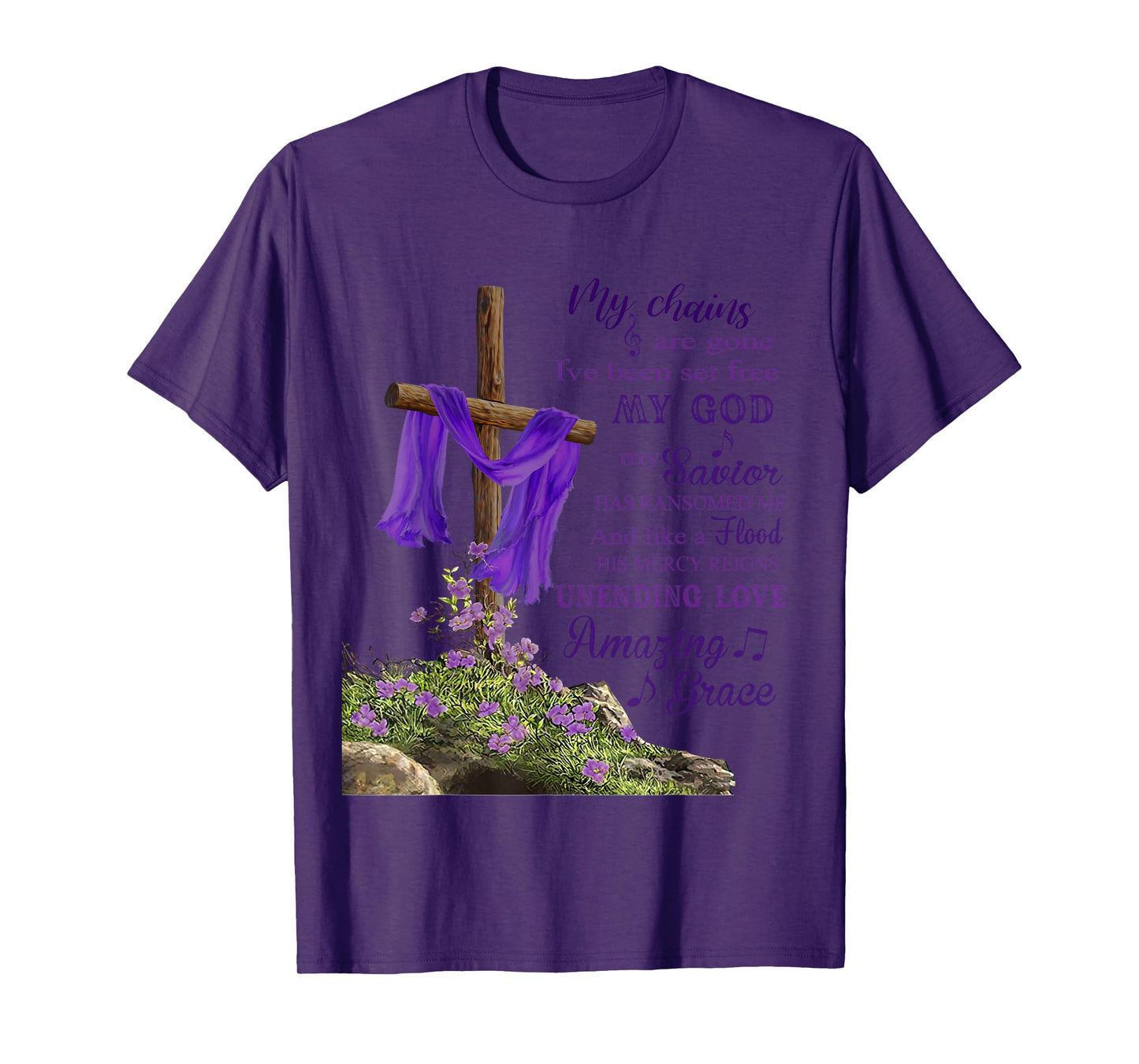 Christian Cross Amazing Purple Grace Love For Men Women T-Shirt