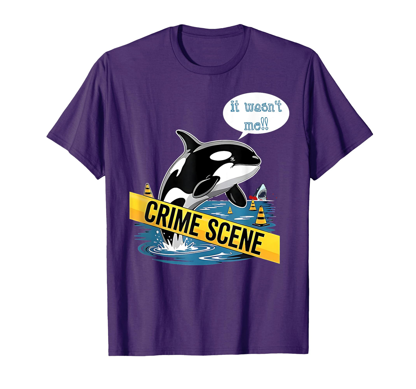 Funny Shark Crime Scene Orca Killer Whale Kawaii Sea Panda T-Shirt