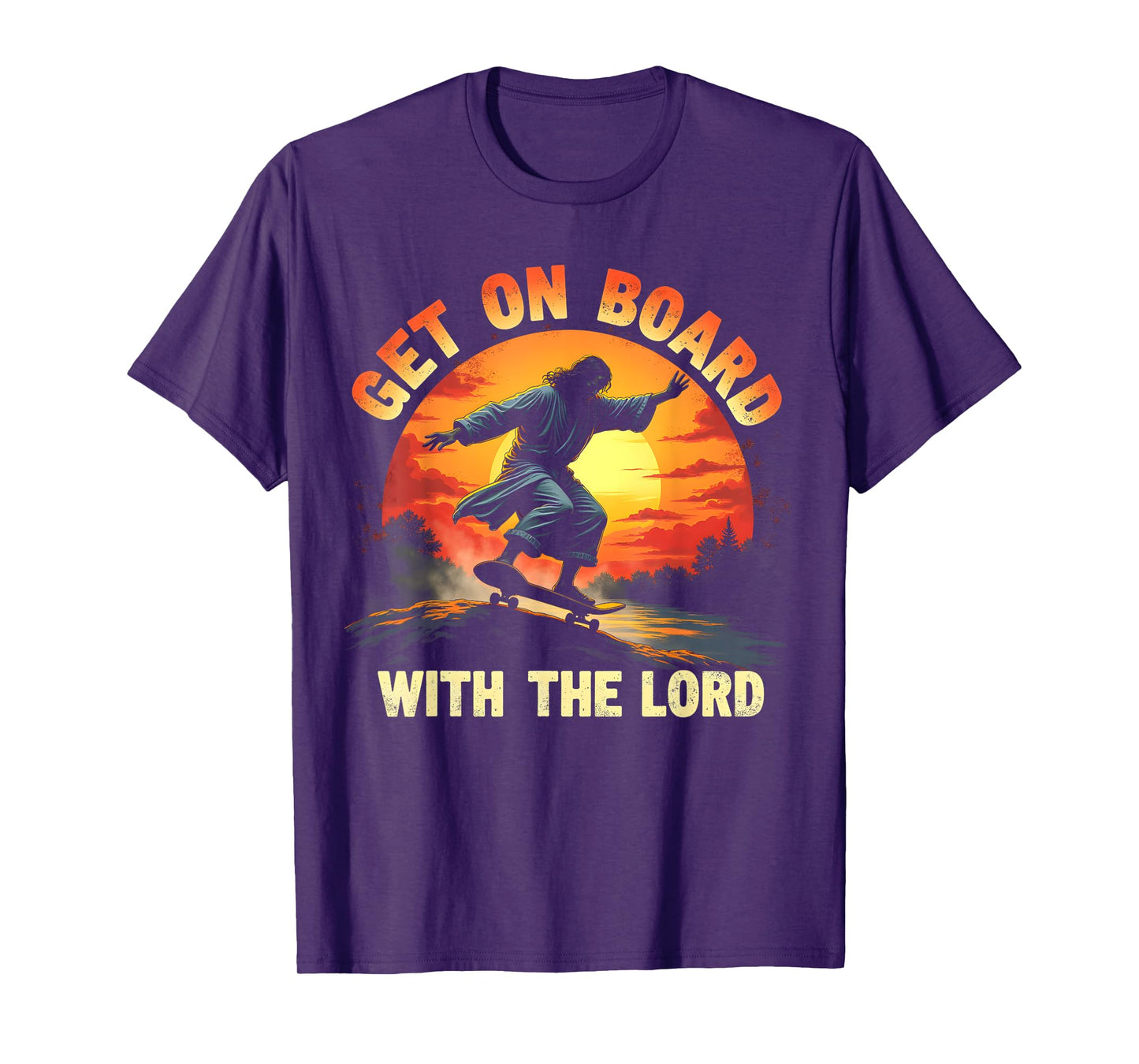 Get On Board With The Lord Christ Skateboarding Jesus Skate T-Shirt