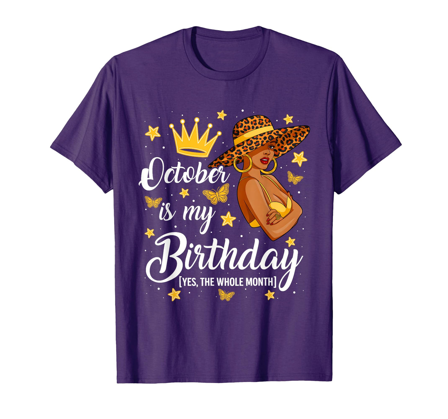 October is My Birthday African American Woman Birthday Queen T-Shirt