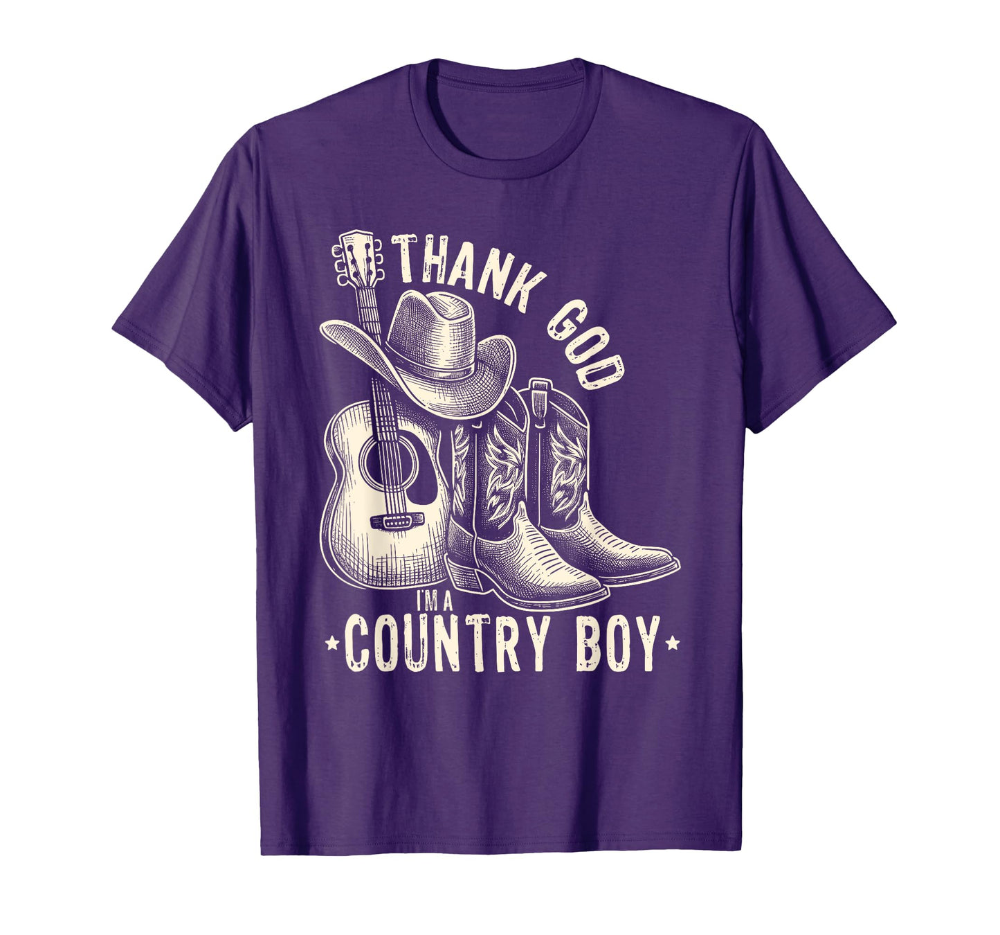 Thank God I'm A Country Music Boy Cowboy Western Retro T-Shirt