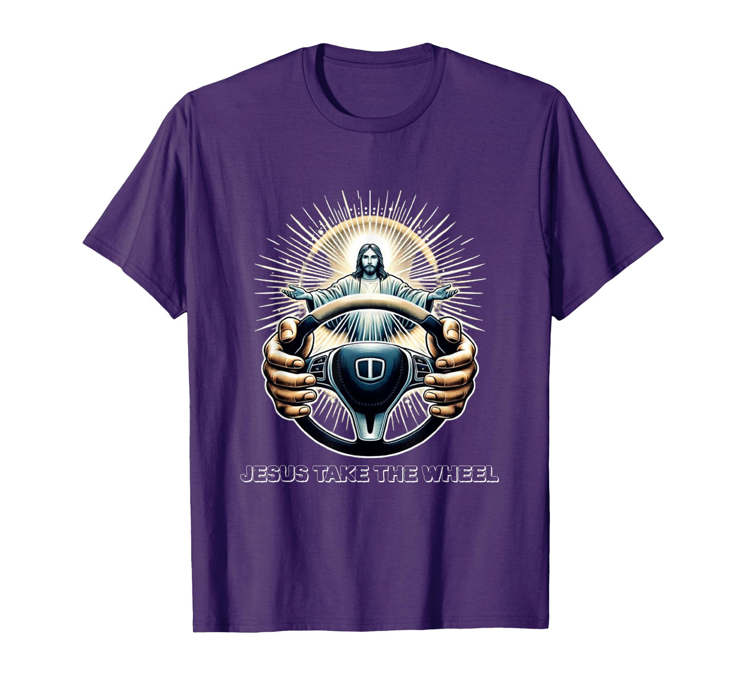 Faithful Sapparelring Co.-Jesus Take The Wheel Jesus Take The Wheel: Divine Guidance-Christian-Faith-Bible T-Shirt