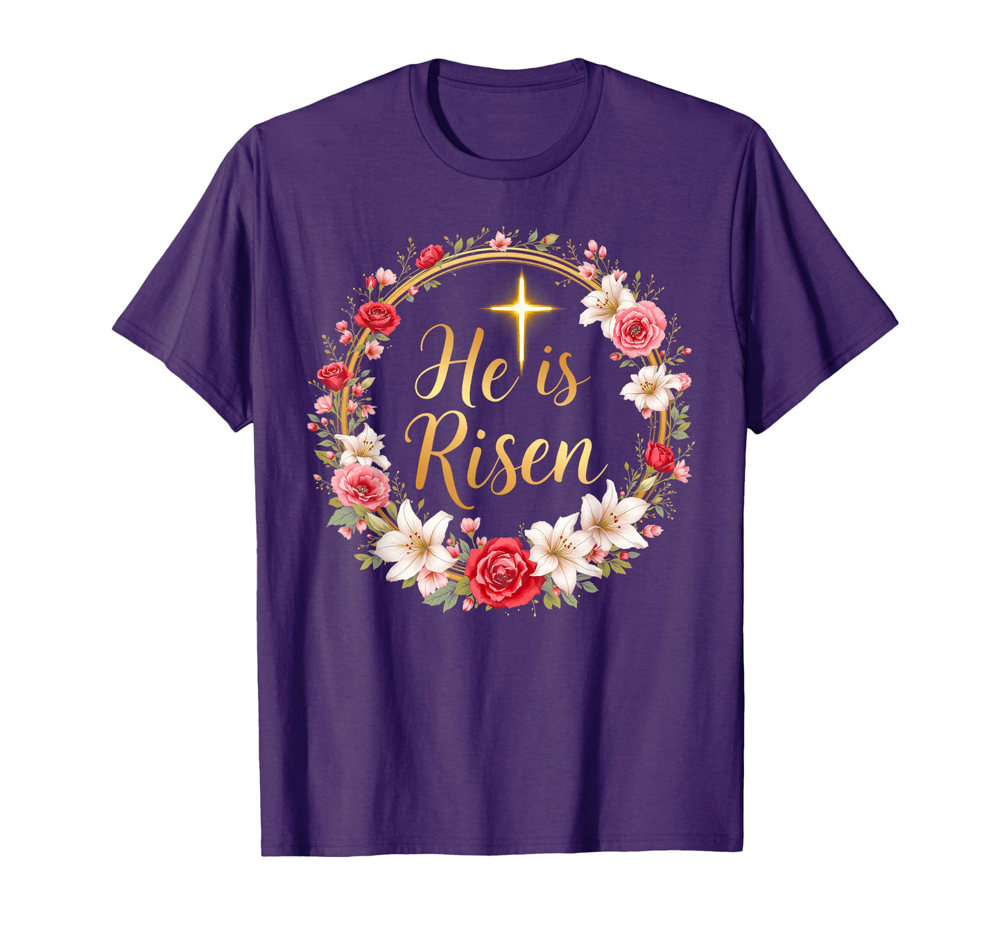 He Is Risen Jesus Christian Hapy Easter Girl Women Daughter T-Shirt
