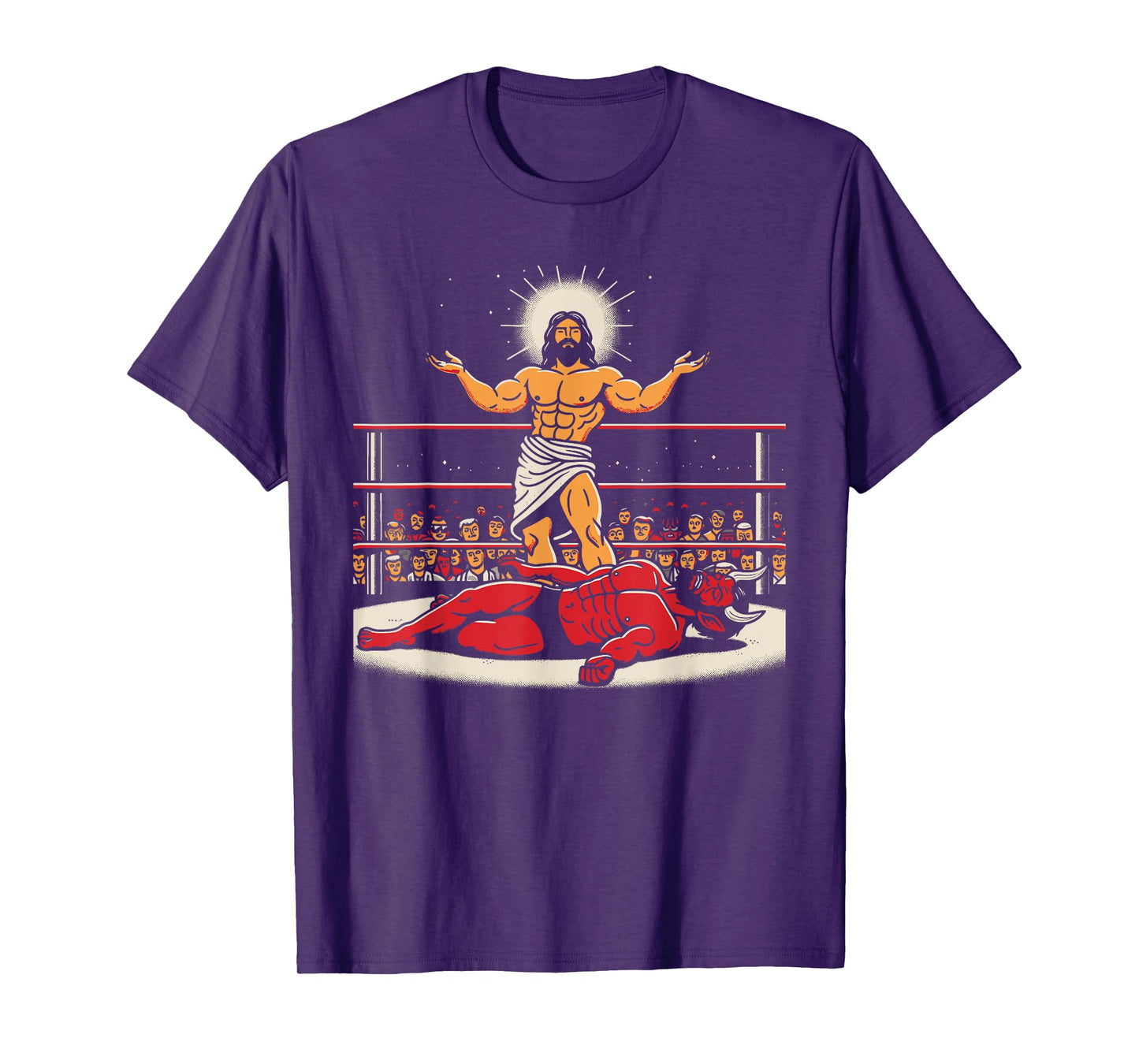 Jesus Wrestling Satan Funny Christian Humor Joke T-Shirt