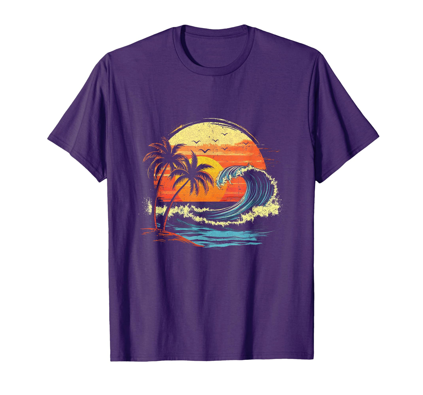 Retro Sunset Tropical Vintage Beach Palm Tree For Men Women T-Shirt
