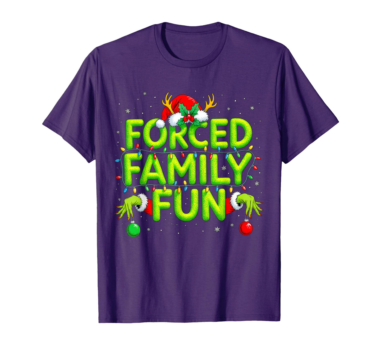 Funny Forced Family Fun Christmas Holiday Shirt Men Kids Boy T-Shirt