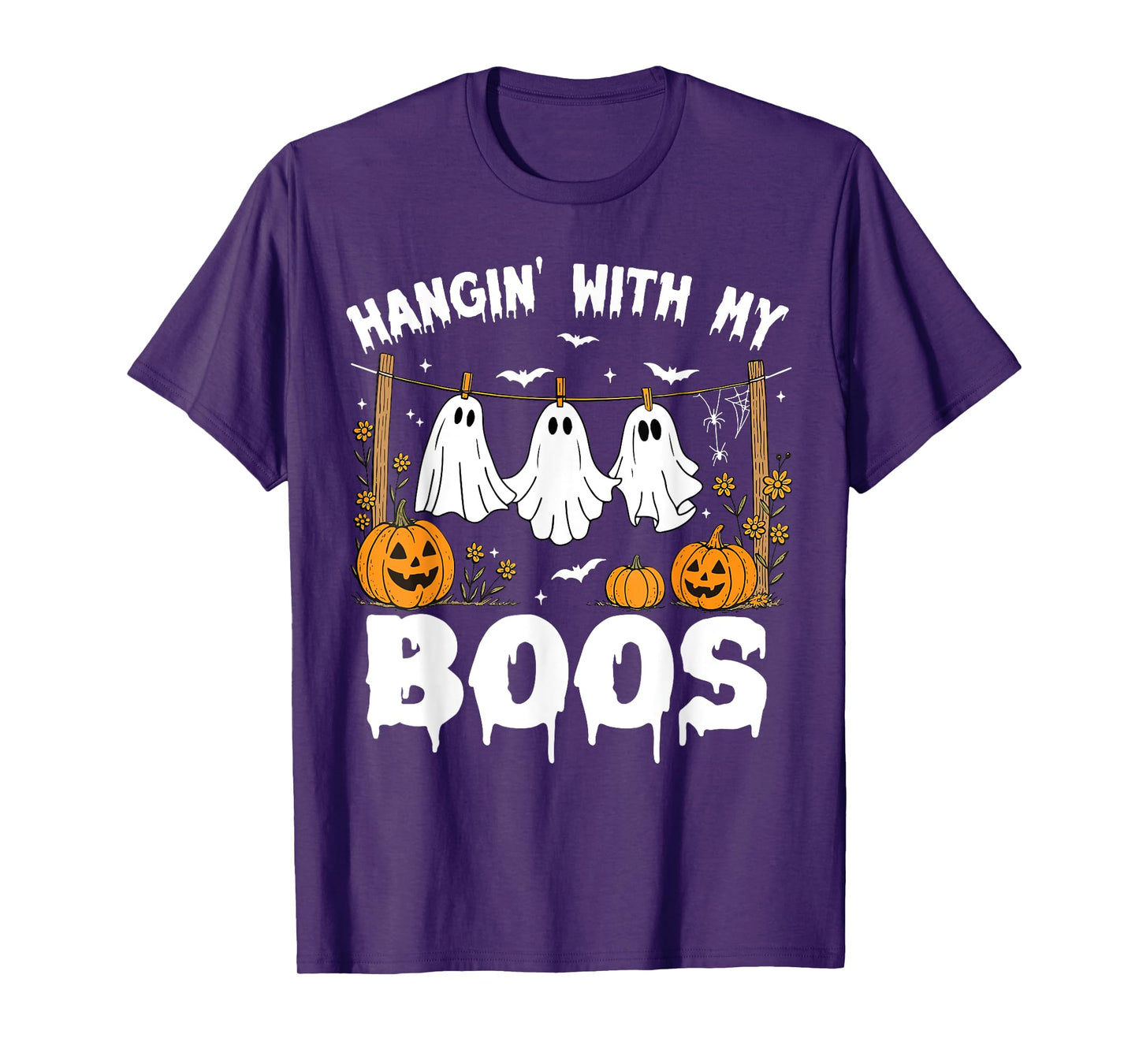 Halloween Quote Hanging with My Boos Funny Ghost Pumpkin T-Shirt