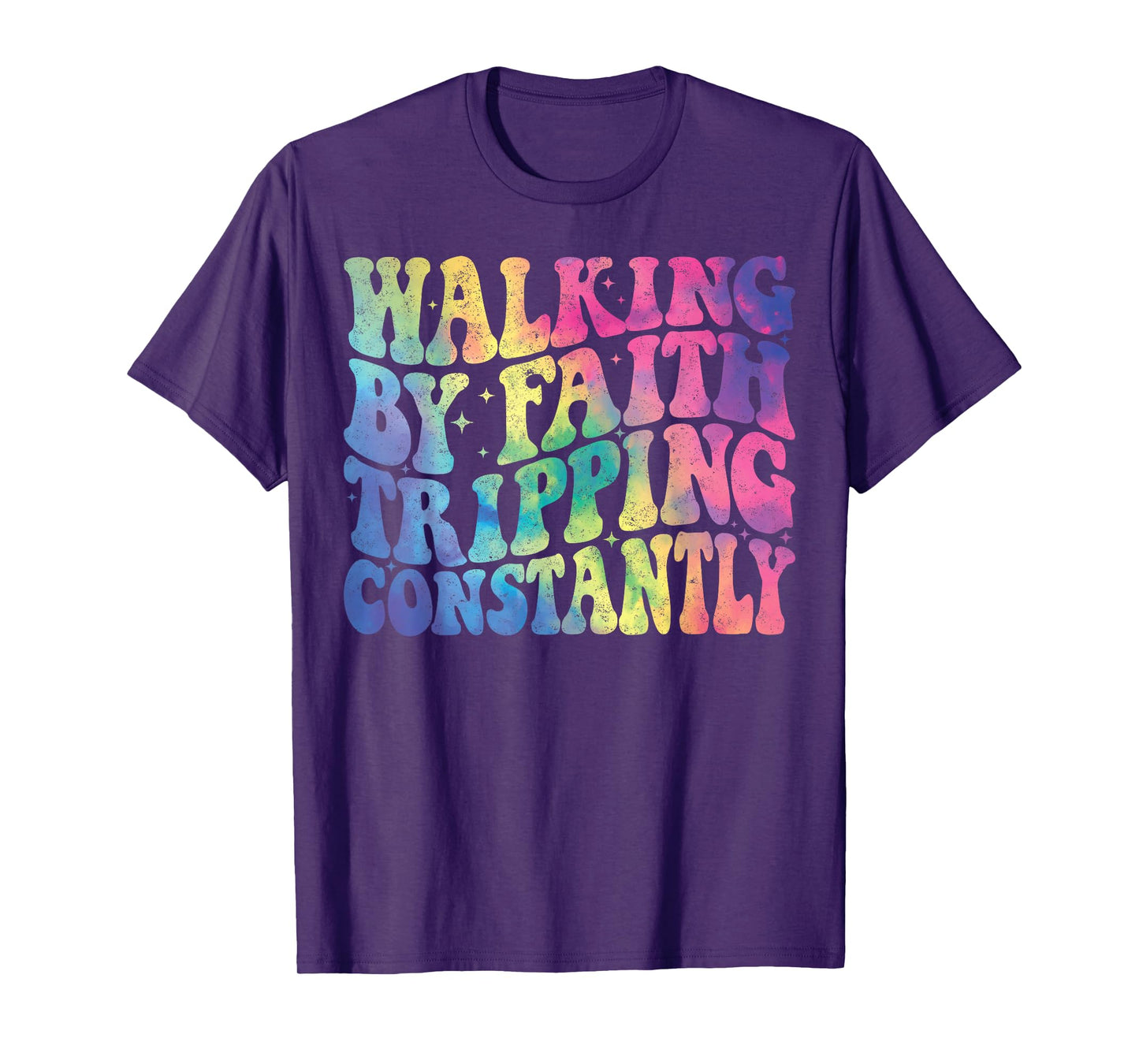 Walking by Faith Tripping Constantly Groovy Jesus Christian T-Shirt