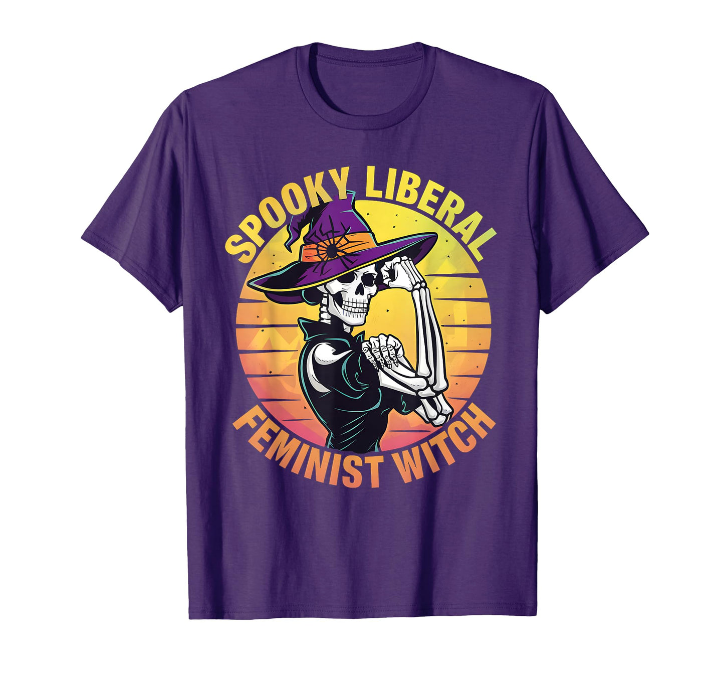 Halloween Skeleton Spooky Liberal Feminist Witch For Women T-Shirt