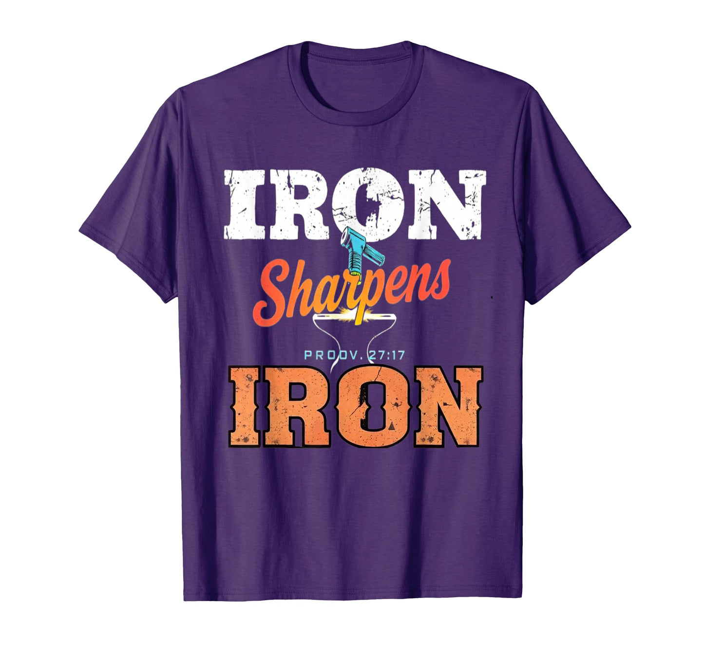 Iron Sharpens Iron Christian Men Bible Scripture Gym Workout T-Shirt