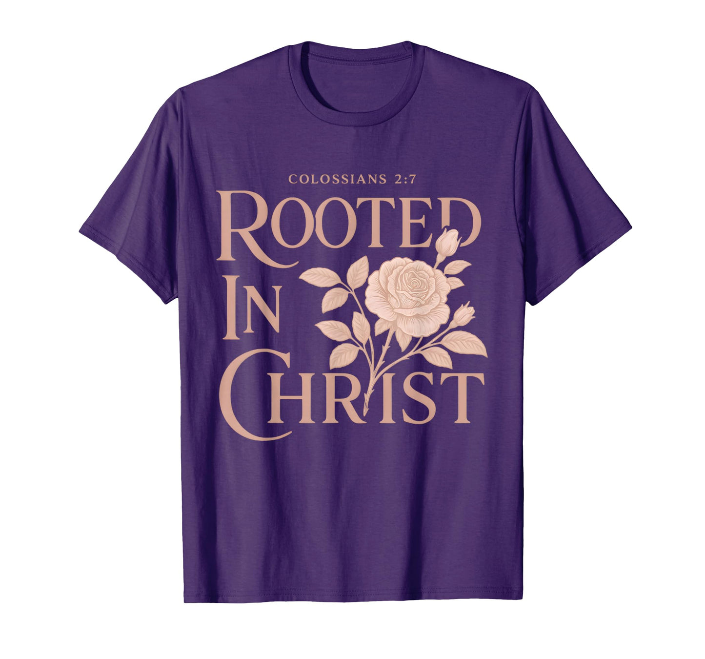 Rooted in Christ Boho Floral Christian Bible Verse T-Shirt
