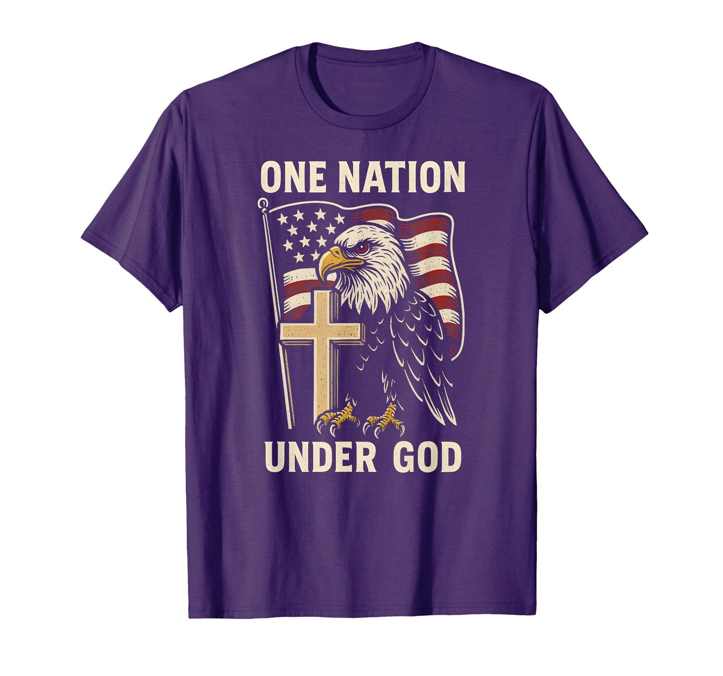 Patriotic One Nation Under God Vintage Mens Christian Faith T-Shirt